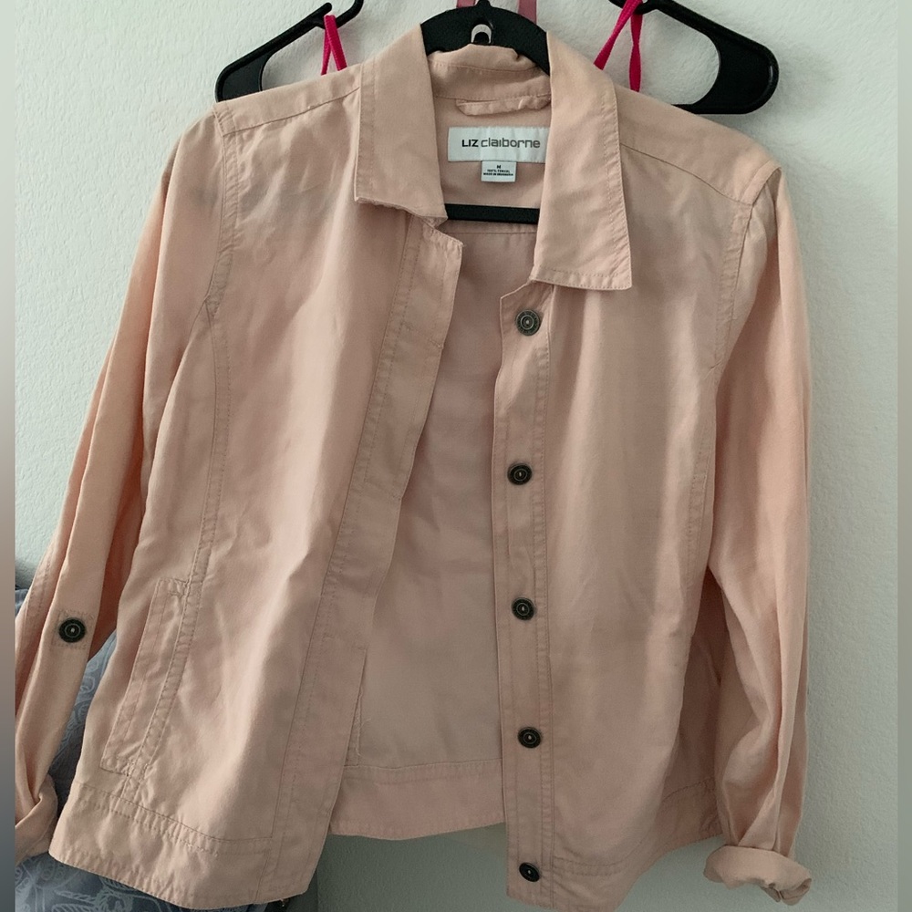 Baby pink collared long sleeve shirt